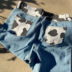 Cow print jeans